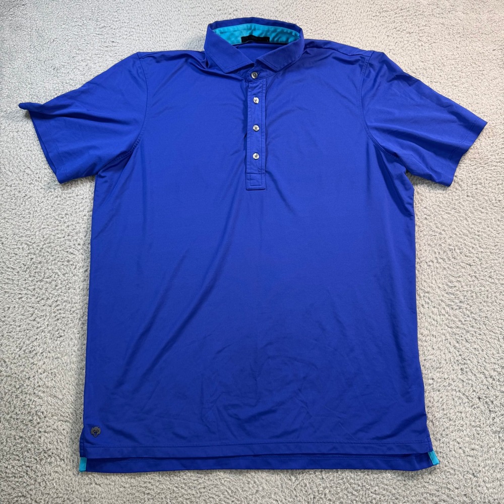 Greyson Mens Blue Short Sleeve Performance Golf Polo Shirt Size L